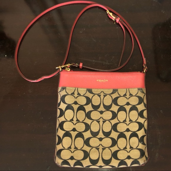 Coach Handbags - COACH Pink, Brown Messenger Crossbody Bag